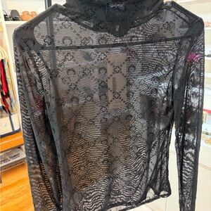 Marine Serre Black Sheer Patterned Blouse